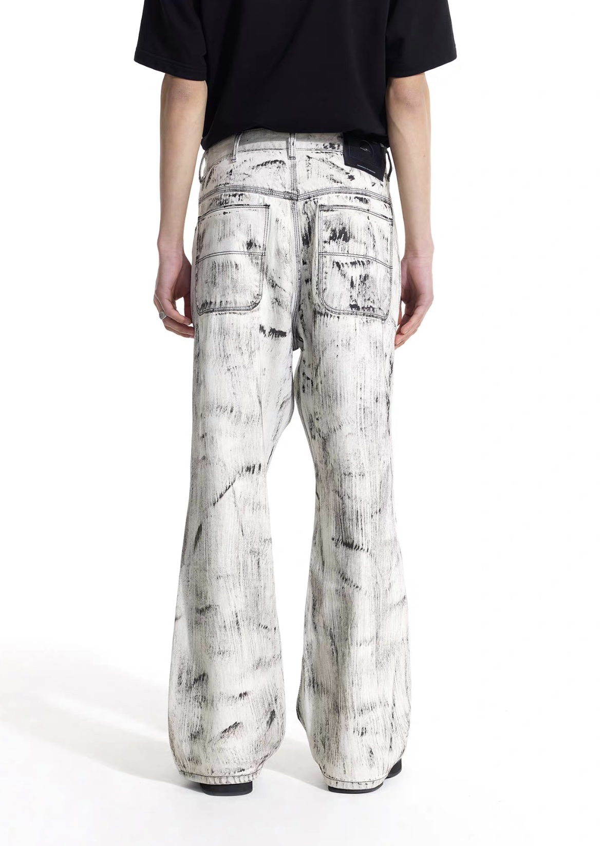 White Painted-Print Jeans