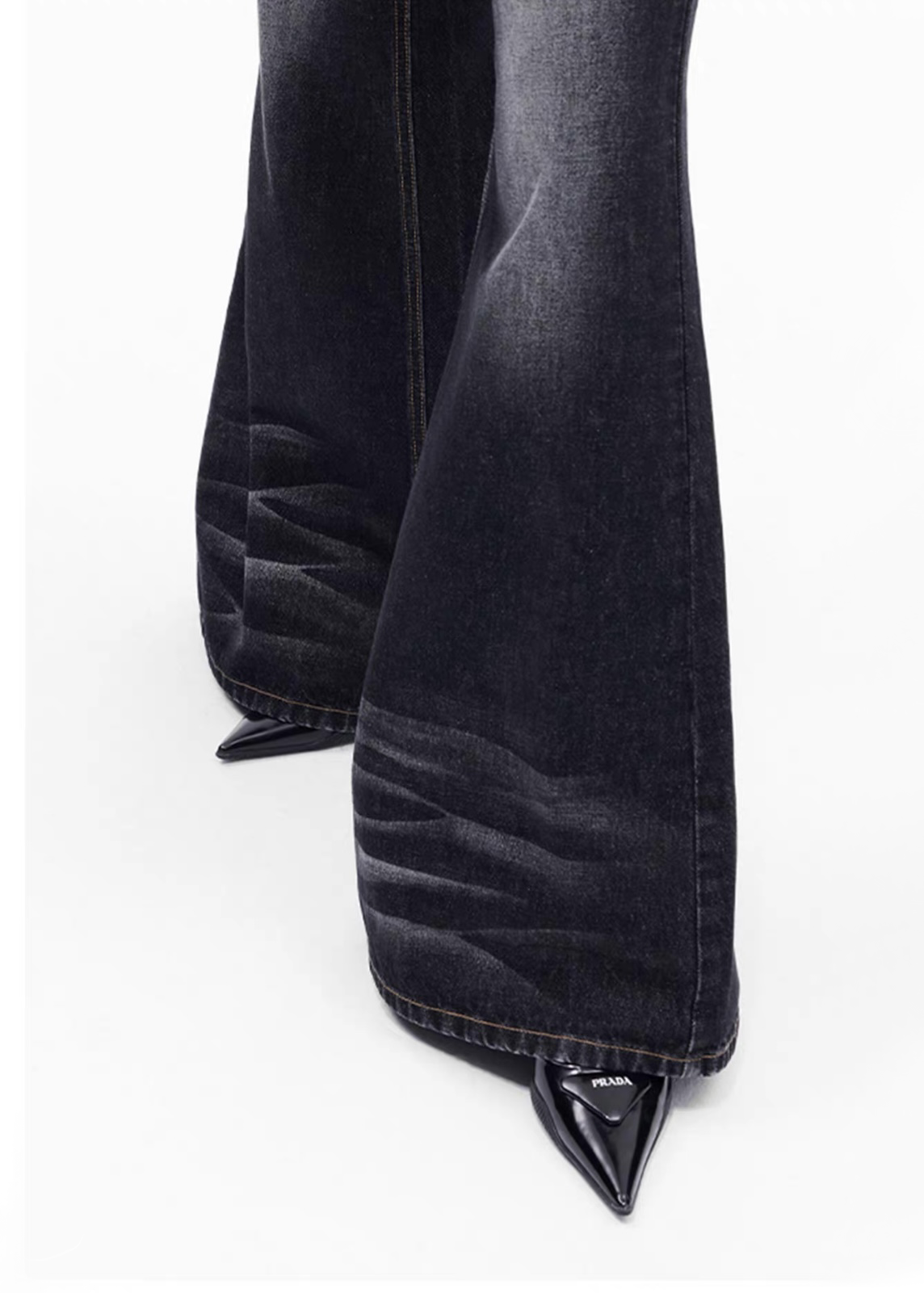 Acid Wash Black Flared Jeans