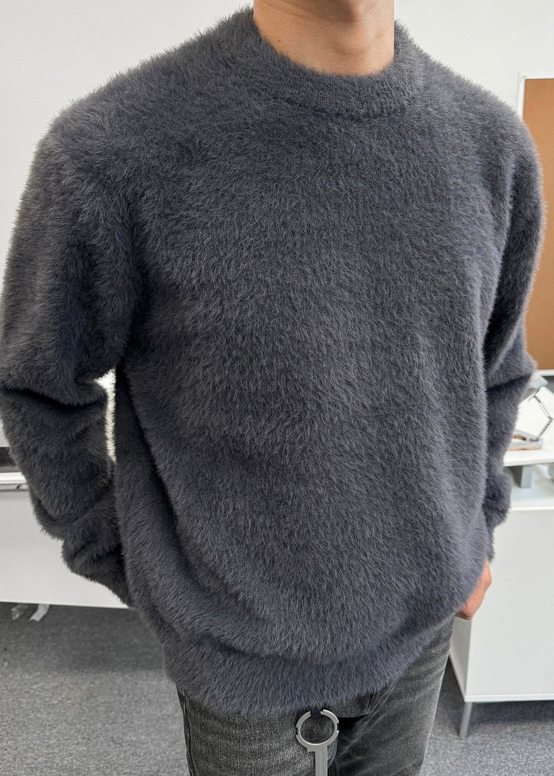 Fuzzy Crewneck Sweater