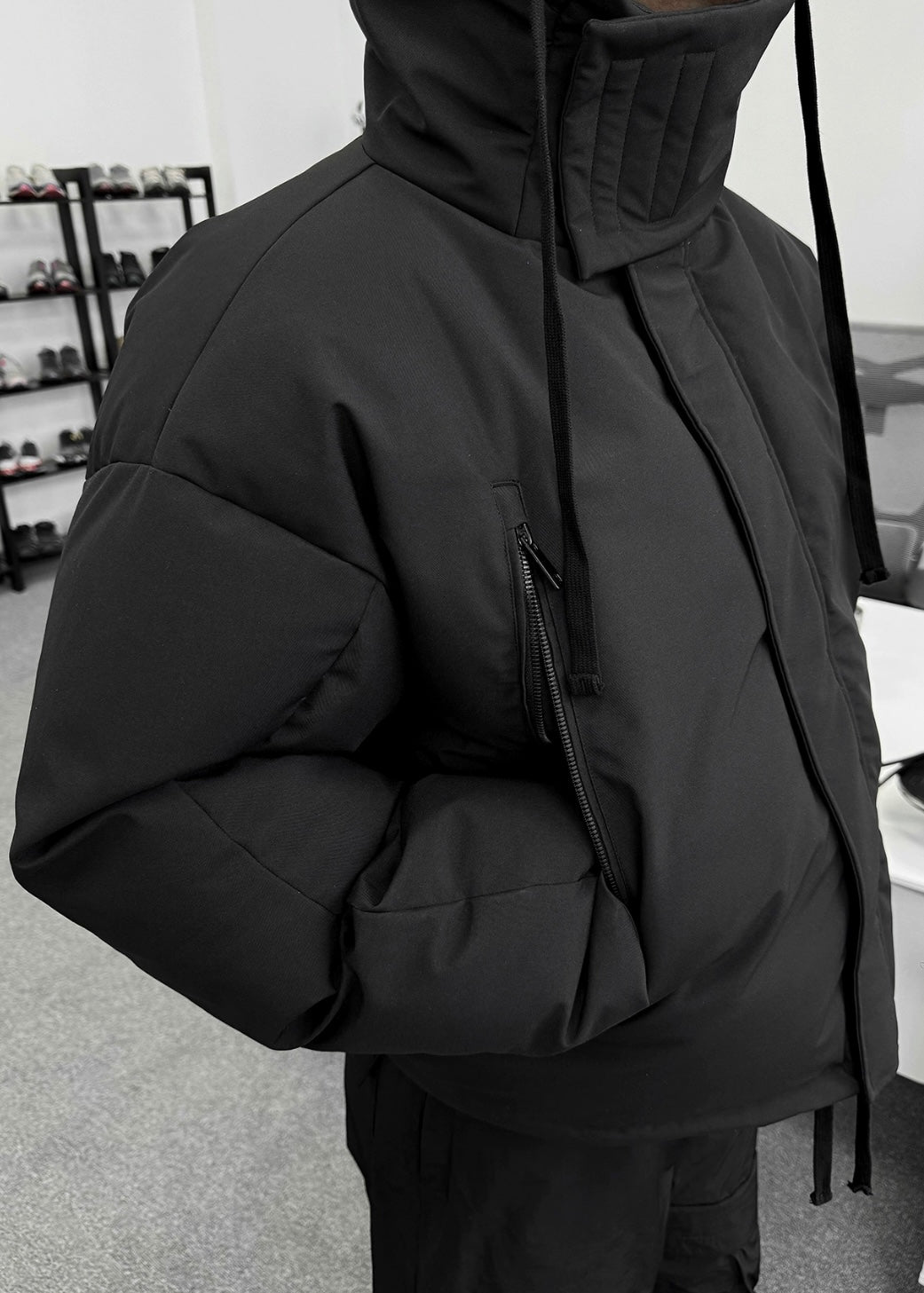 Black High Collar Puffer